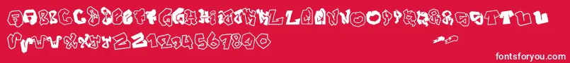JokerSize-Schriftart – Weiße Schriften auf rotem Hintergrund