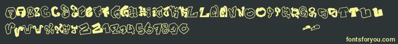 JokerSize-Schriftart – Gelbe Schriften auf schwarzem Hintergrund