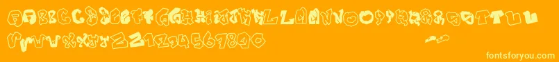 JokerSize-Schriftart – Gelbe Schriften auf orangefarbenem Hintergrund