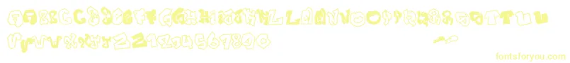 JokerSize-Schriftart – Gelbe Schriften auf weißem Hintergrund