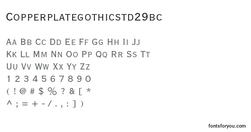 Czcionka Copperplategothicstd29bc – alfabet, cyfry, specjalne znaki