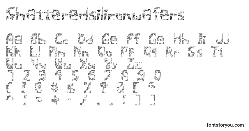 Fuente Shatteredsiliconwafers - alfabeto, números, caracteres especiales