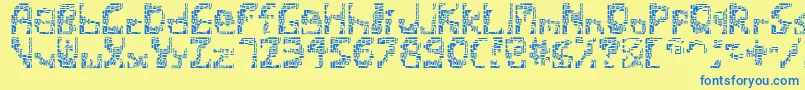 Shatteredsiliconwafers Font – Blue Fonts on Yellow Background