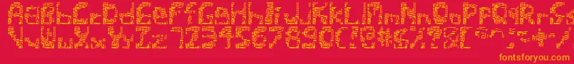 Shatteredsiliconwafers Font – Orange Fonts on Red Background