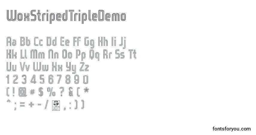 Шрифт WoxStripedTripleDemo – алфавит, цифры, специальные символы