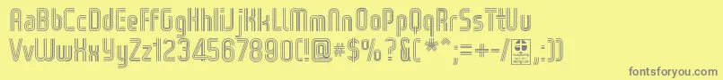 WoxStripedTripleDemo-Schriftart – Graue Schriften auf gelbem Hintergrund
