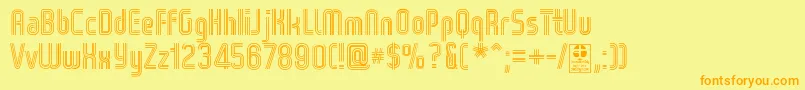 WoxStripedTripleDemo-fontti – oranssit fontit keltaisella taustalla