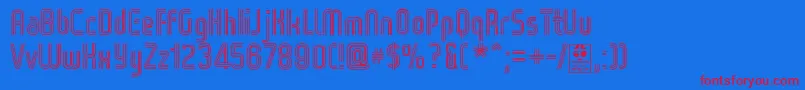 WoxStripedTripleDemo-Schriftart – Rote Schriften auf blauem Hintergrund
