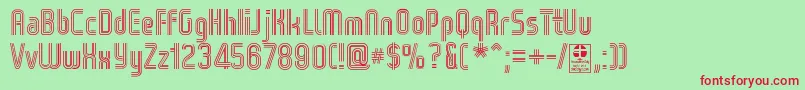 フォントWoxStripedTripleDemo – 赤い文字の緑の背景