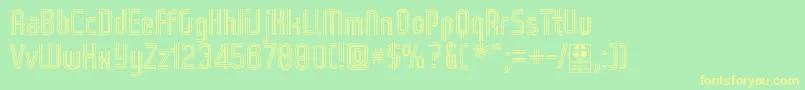 WoxStripedTripleDemo-Schriftart – Gelbe Schriften auf grünem Hintergrund