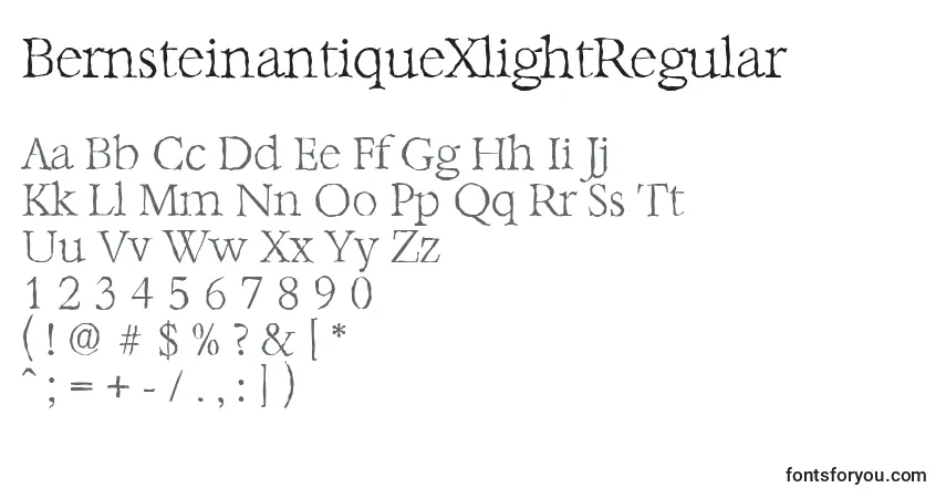 Schriftart BernsteinantiqueXlightRegular – Alphabet, Zahlen, spezielle Symbole