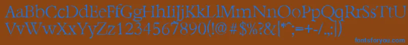BernsteinantiqueXlightRegular-Schriftart – Blaue Schriften auf braunem Hintergrund