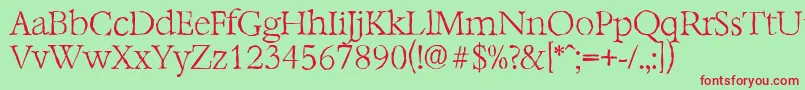 BernsteinantiqueXlightRegular Font – Red Fonts on Green Background