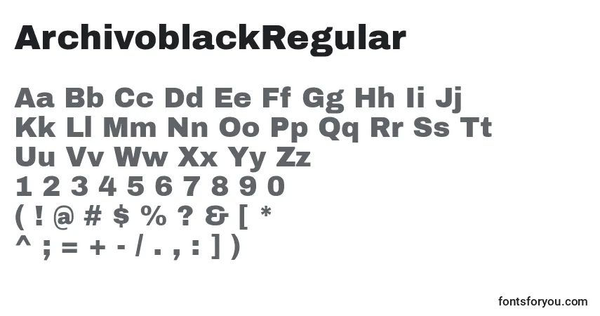 ArchivoblackRegularフォント–アルファベット、数字、特殊文字