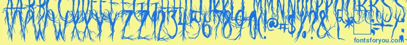 Fonte RavenScream – fontes azuis em um fundo amarelo