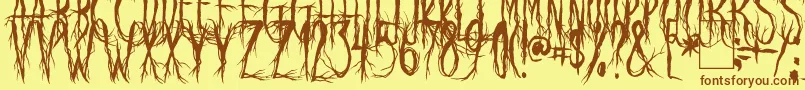 RavenScream-Schriftart – Braune Schriften auf gelbem Hintergrund