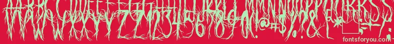 フォントRavenScream – 赤い背景に緑の文字