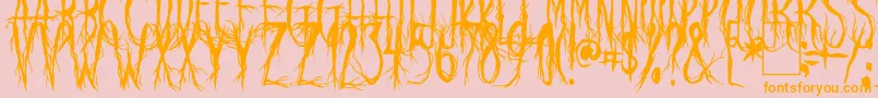 RavenScream-Schriftart – Orangefarbene Schriften auf rosa Hintergrund