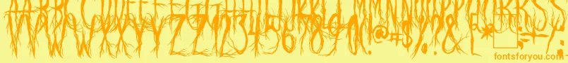 Fonte RavenScream – fontes laranjas em um fundo amarelo