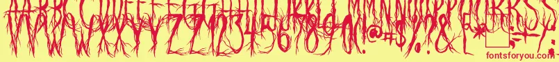 RavenScream-Schriftart – Rote Schriften auf gelbem Hintergrund