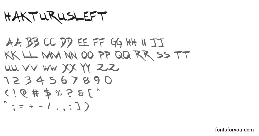 Шрифт Hakturusleft – алфавит, цифры, специальные символы