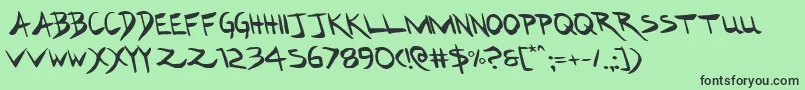 フォントHakturusleft – 緑の背景に黒い文字