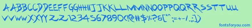 フォントHakturusleft – 青い文字は緑の背景です。