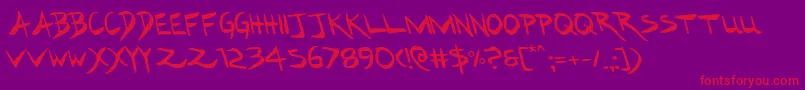 Hakturusleft-Schriftart – Rote Schriften auf violettem Hintergrund