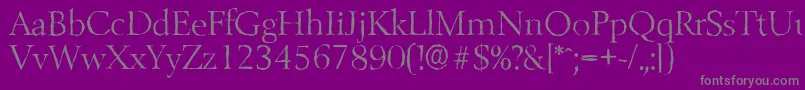 BelfastantiqueLightRegular-fontti – harmaat kirjasimet violetilla taustalla