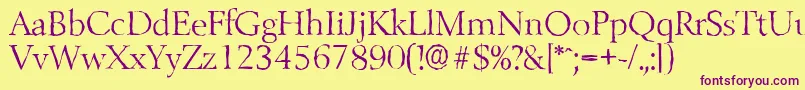 BelfastantiqueLightRegular Font – Purple Fonts on Yellow Background