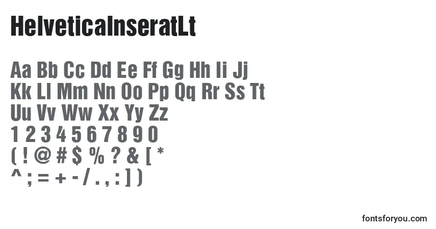 Czcionka HelveticaInseratLt – alfabet, cyfry, specjalne znaki
