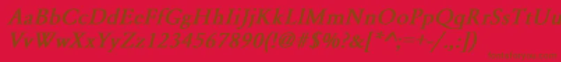 YearlindNormalBoldItalic Font – Brown Fonts on Red Background