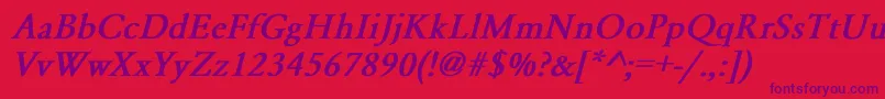 YearlindNormalBoldItalic Font – Purple Fonts on Red Background