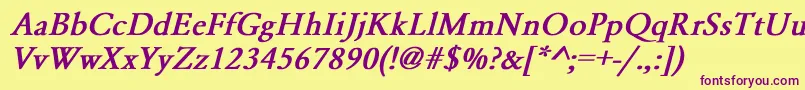 YearlindNormalBoldItalic Font – Purple Fonts on Yellow Background