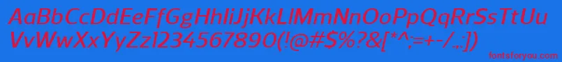 ReganDemibolditalic Font – Red Fonts on Blue Background