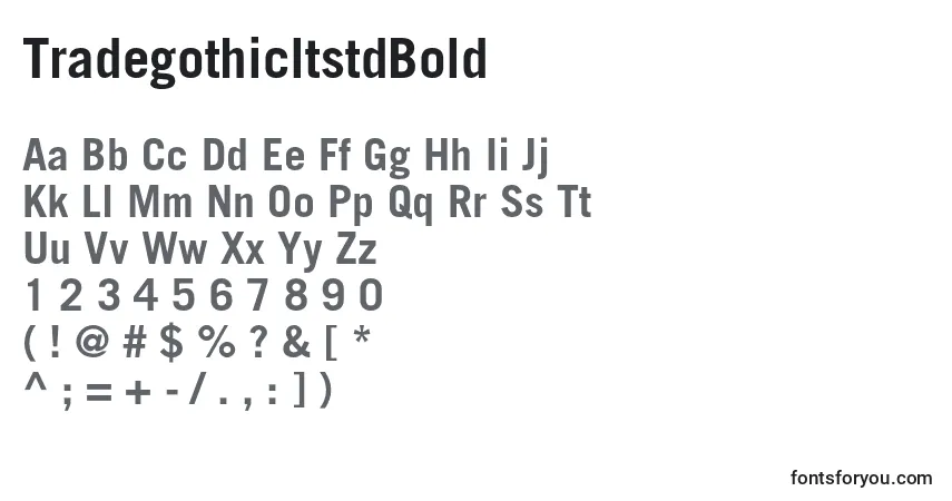 A fonte TradegothicltstdBold – alfabeto, números, caracteres especiais
