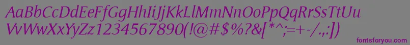 MementoItalic Font – Purple Fonts on Gray Background