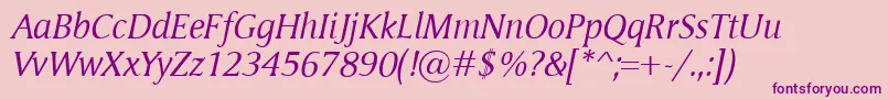 MementoItalic Font – Purple Fonts on Pink Background