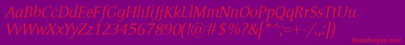 MementoItalic Font – Red Fonts on Purple Background