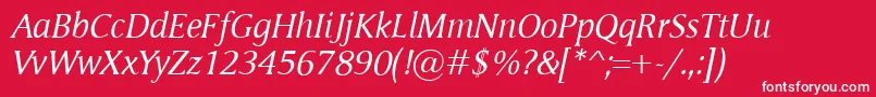 MementoItalic Font – White Fonts on Red Background