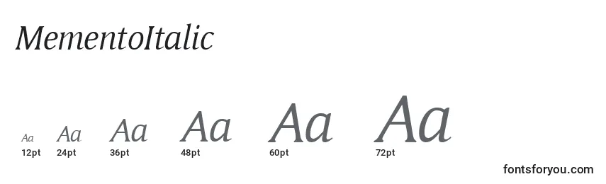 MementoItalic Font Sizes