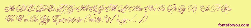 YoungLoveEs-Schriftart – Violette Schriften auf gelbem Hintergrund