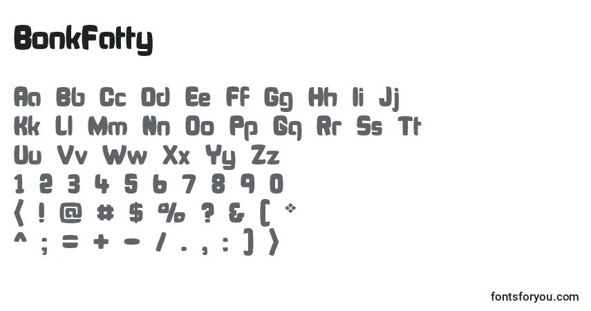 A fonte BonkFatty – alfabeto, números, caracteres especiais