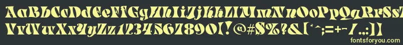 フォントParadeRegular – 黒い背景に黄色の文字