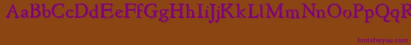 Czcionka NewstyleEmbossed – fioletowe czcionki na brązowym tle