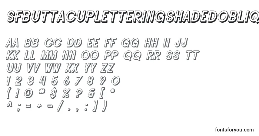 SfButtacupLetteringShadedObliqueフォント–アルファベット、数字、特殊文字