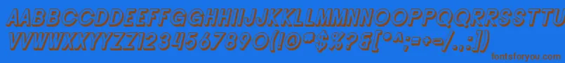 SfButtacupLetteringShadedOblique-Schriftart – Braune Schriften auf blauem Hintergrund