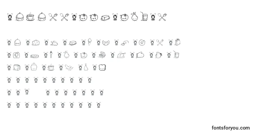 Czcionka KawaiiFoodFontIi – alfabet, cyfry, specjalne znaki
