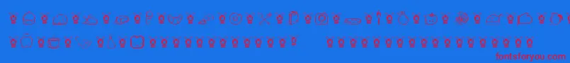 KawaiiFoodFontIi Font – Red Fonts on Blue Background