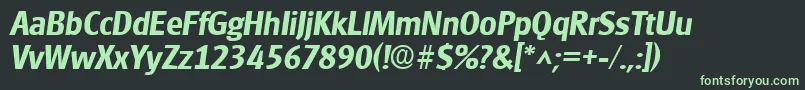 GlasgowBoldItalic-fontti – vihreät fontit mustalla taustalla